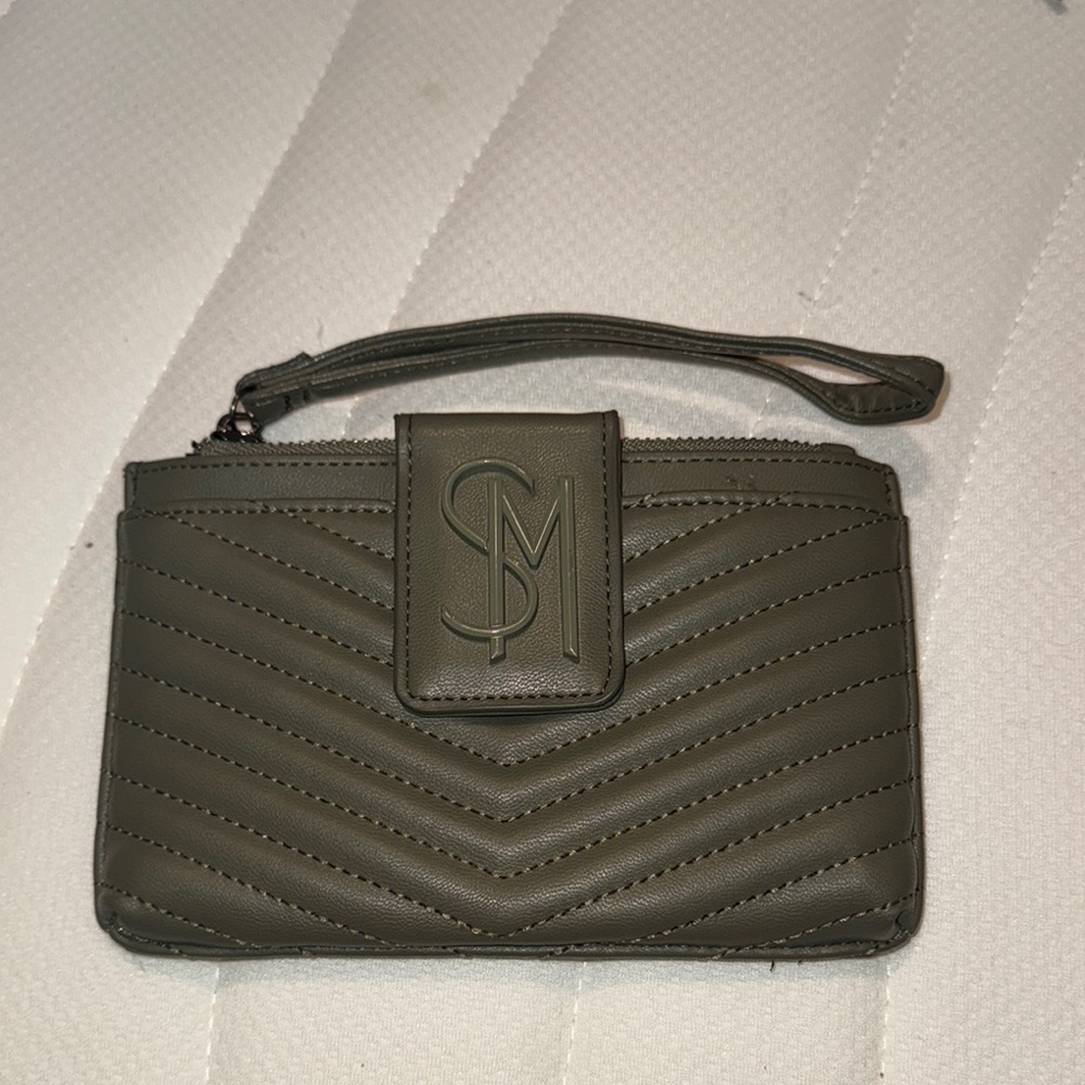 SM Olive Green Quilted Wristlet